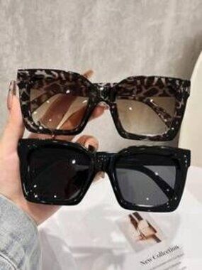 2pcs Women's Oversized Plastic Frame Bohemian Style Fashion Glasses Set,